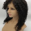 16inch natural color curly Chinese virgin human hair natural lace front  wig