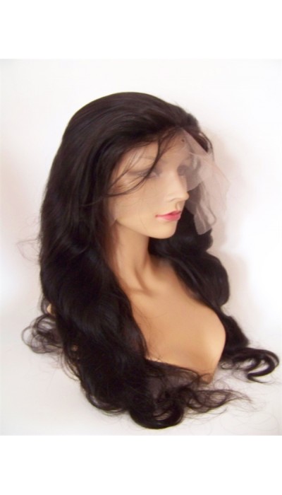 20inch natural color body wave Chinese virgin human hair natural lace front  wig