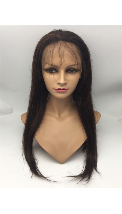 20inch highlights color silk straight Chinese virgin human hair natural lace front  wig