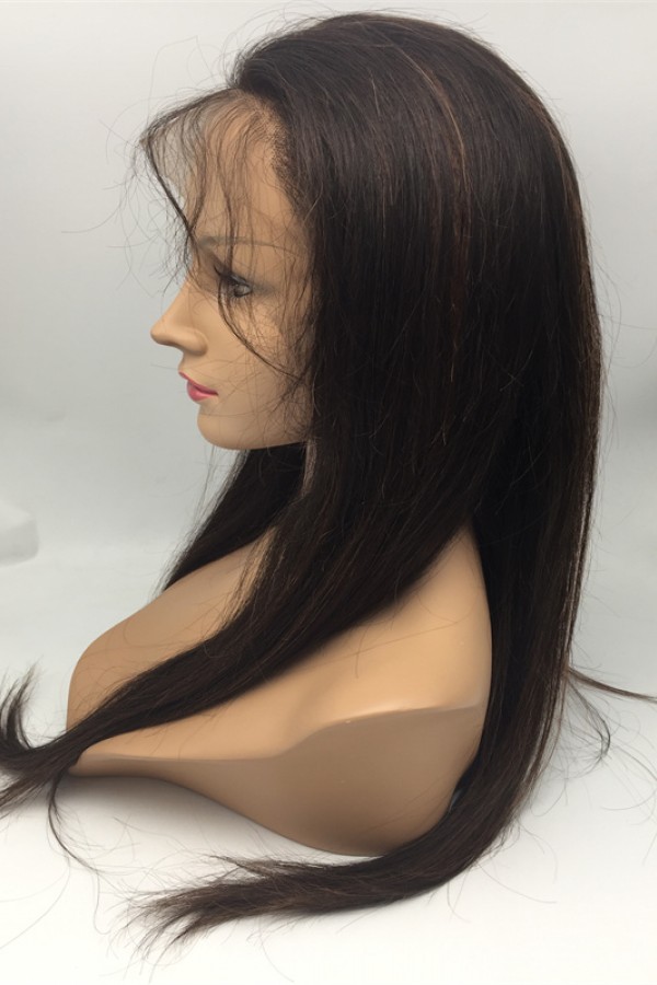 20inch highlights color silk straight Chinese virgin human hair natural lace front  wig