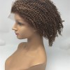 8inch dark brown color afro curl Indian vigin human hair lace front wig