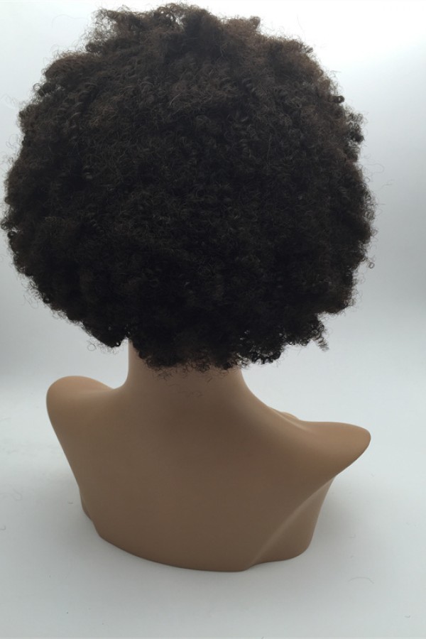 8inch natural color kinky afro Indian vigin hair lace front wig