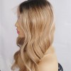 20inch ombre color wavy super high quality Chinese virgin human hair natural lace front celebrity wig