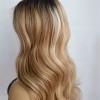 20inch ombre color wavy super high quality Chinese virgin human hair natural lace front celebrity wig