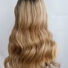 20inch ombre color wavy super high quality Chinese virgin human hair natural lace front celebrity wig
