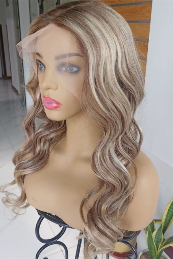 20inch ombre and piano color  super high quality Chinese virgin human hair natural lace front celebrity wig