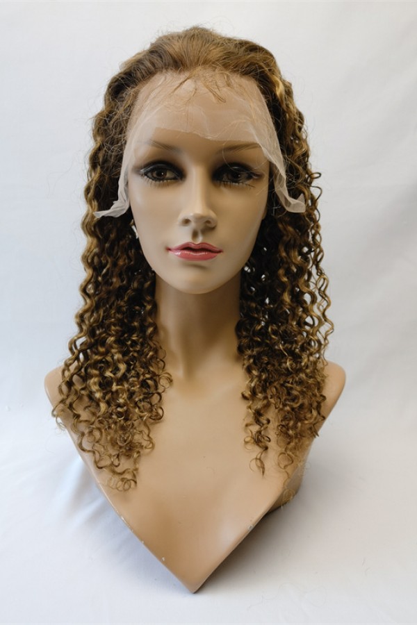 18inch natural color curly remy human hair natural lace front  wig from shinewig