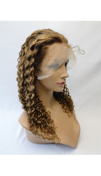 18inch natural color curly remy human hair natural lace front  wig from shinewig