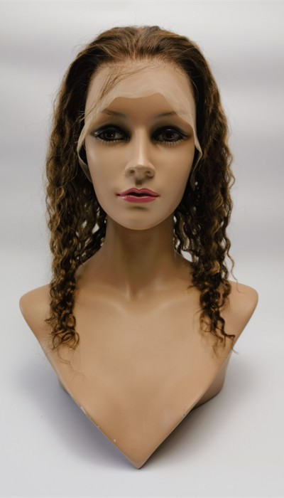 10 inch piano color 4with27  curly remy human hair lace frontal wig
