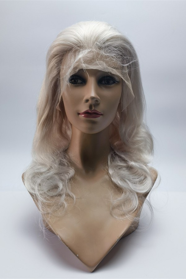 18inch white color body wave remy human hair natural lace front  wig from shinewig