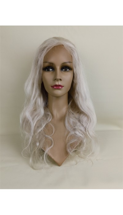 18inch white color body wave remy human hair natural 6inch lace front  wig from shinewig