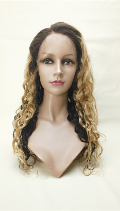 20inch layered color loose curly remy human hair natural lace front  wig from shinewig