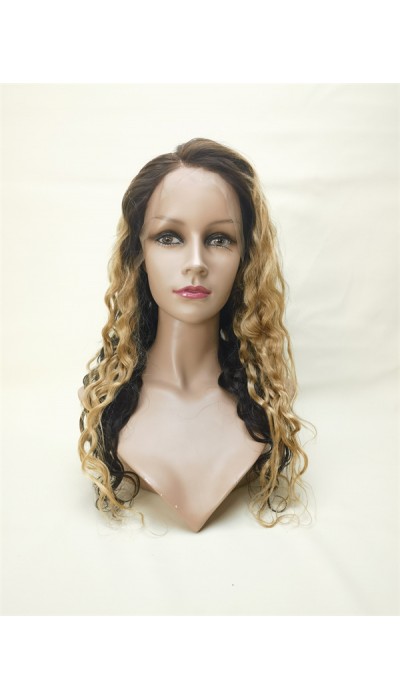 20inch layered color loose curly remy human hair natural lace front  wig from shinewig