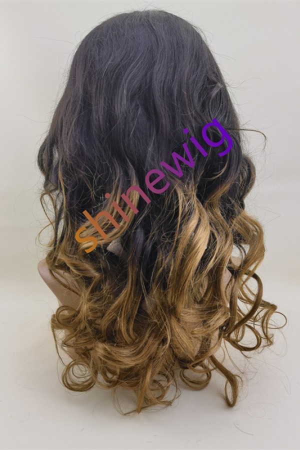 20inch OMBRE color WAVY remy human hair natural lace frontal  wig