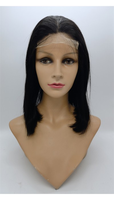 12inch 1B straight Chinese remy human hair bob style closure lace front wig shinewig