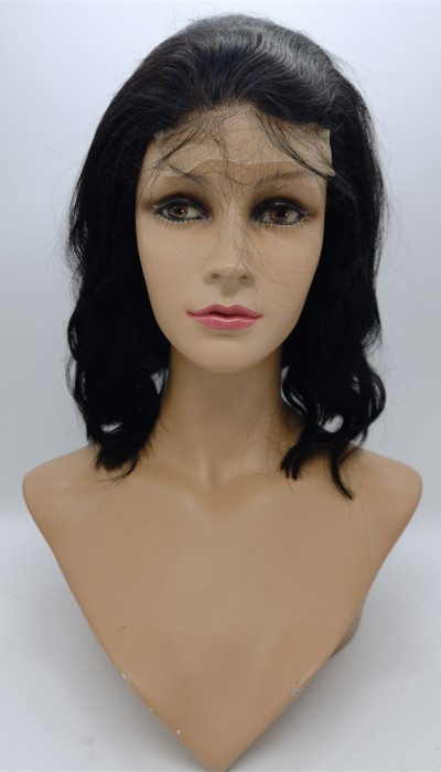 12inch 1B body wave Chinese remy human hair bob style closure lace front wig shinewig