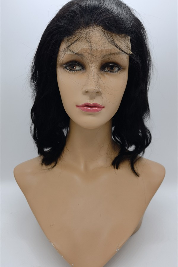 12inch 1B body wave Chinese remy human hair bob style closure lace front wig shinewig