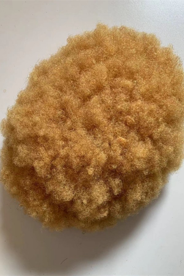 Kinky Afro golden blonde color full lace Toupee