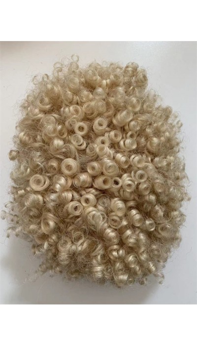 Curly  blonde color full lace Toupee