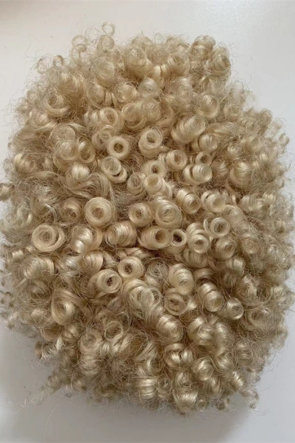 Curly  blonde color full lace Toupee