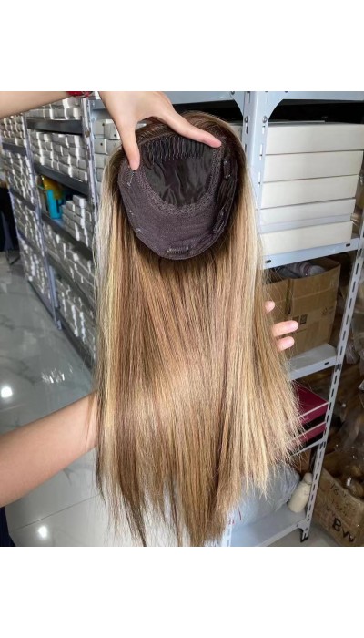 16inch Chinese Virgin human hair natural straight top quality celebrity women topper toupee