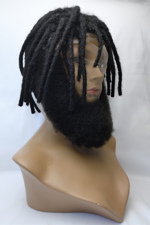 Natural color kinky afro full lace dreadlocks braids toupee from shinewig