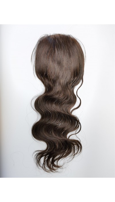 16inch Chinese Remy human hair brown color  body wavy hair topper