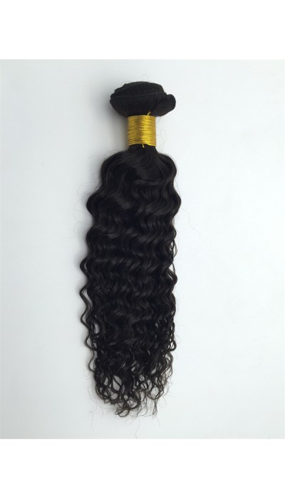 16inch curly natural color Indian virgin human hair weft