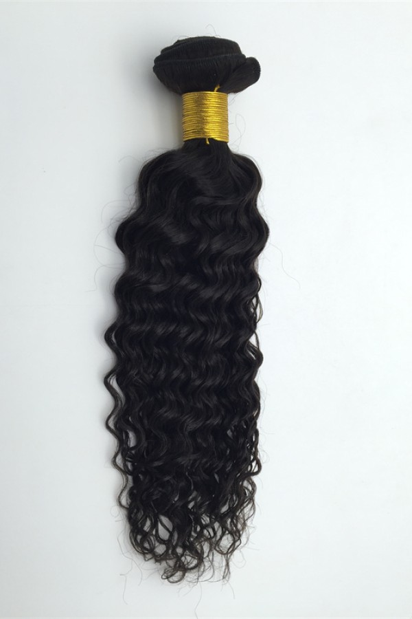 16inch curly natural color Indian virgin human hair weft