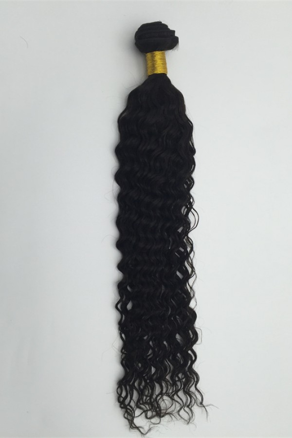 24inch deep curly natural color Indian virgin human hair weft