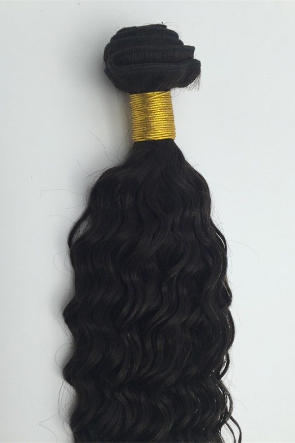 16inch curly natural color Indian virgin human hair weft