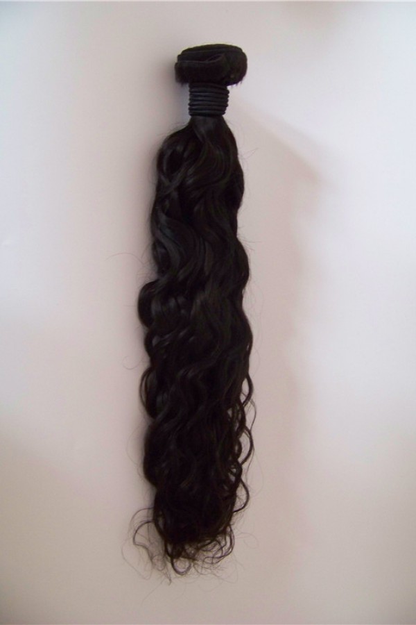 18inch natural wavy natural color Indian virgin human hair weft