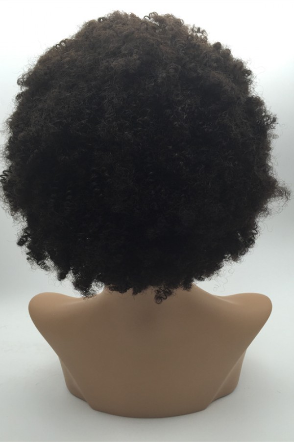 10 inch natural color 1B kinky afro Indian vigin hair full lace wig