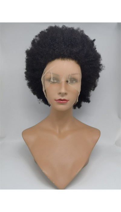 12 inch natural color 1B kinky afro Indian vigin hair full lace wig