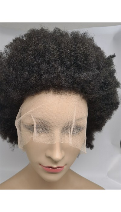 12 inch natural color 1B kinky afro Indian vigin hair full lace wig