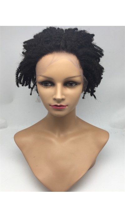 8 inch natural color 1B afro curl Indian vigin hair full lace wig