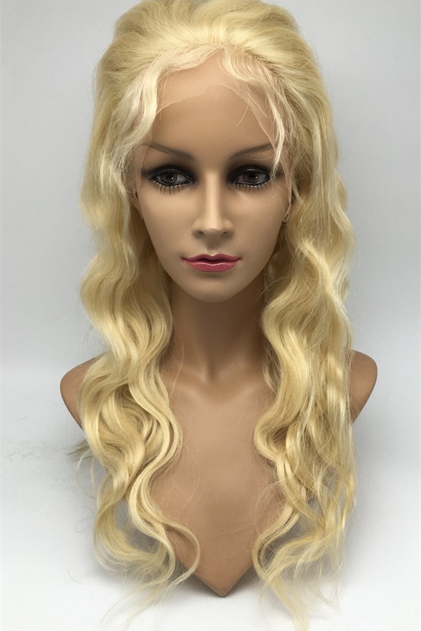 16inch  Body Wave  613 Color Blonde Chinese vigin human hair natural full lace wig