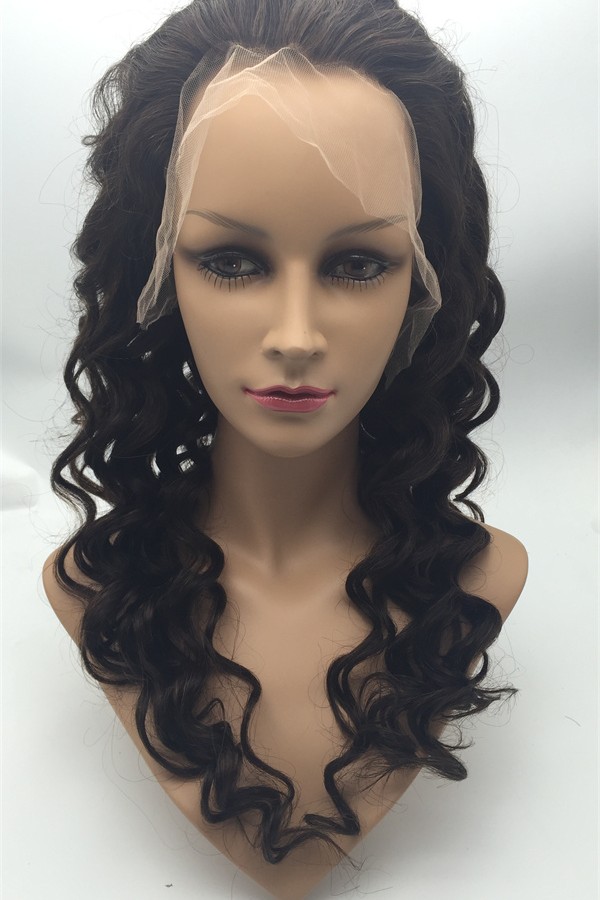 20inch natural color natural hairline beautiful spiral wave Indian remy human hair full lace wig shinewig