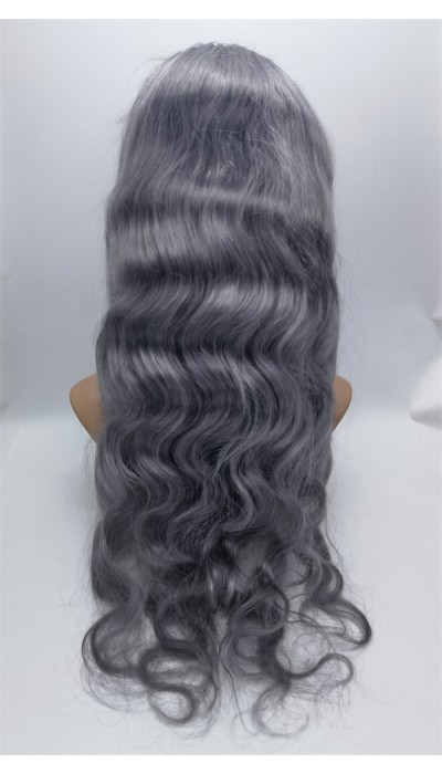 22inch dark gray body wavy Chinese remy hair full lace wig