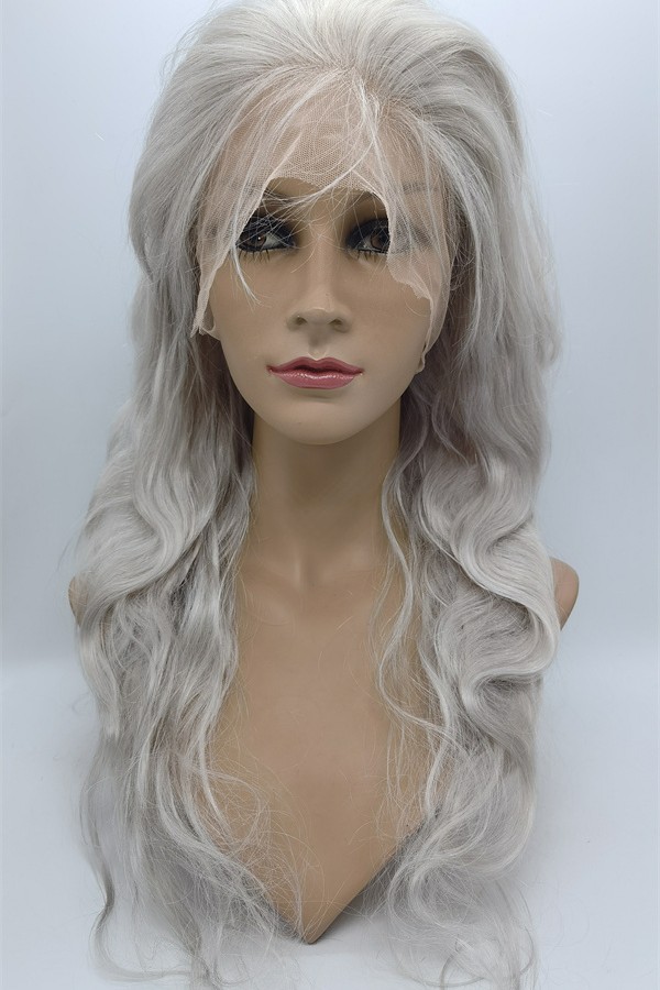 22inch white color body wavy Chinese remy hair full lace wig