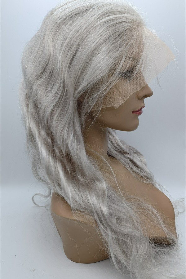 22inch white color body wavy Chinese remy hair full lace wig