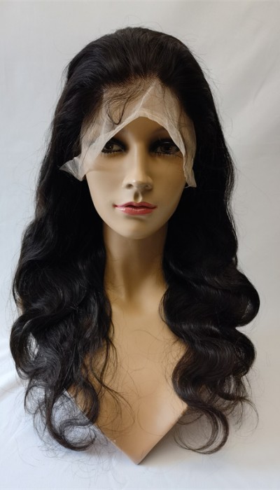 18inch natural color body wave Remy human hair full lace wig