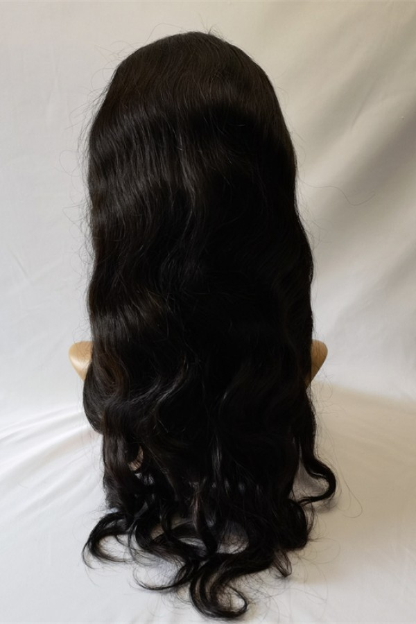 18inch natural color body wave Remy human hair full lace wig