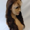 18inch dark brown color body wave Remy human hair full lace wig