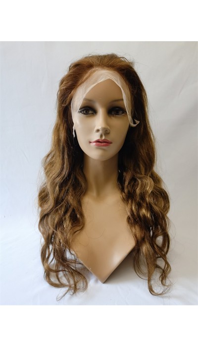 18inch highlights balayage color 4 with 8 body wave Remy human hair full lace wig from shinewig