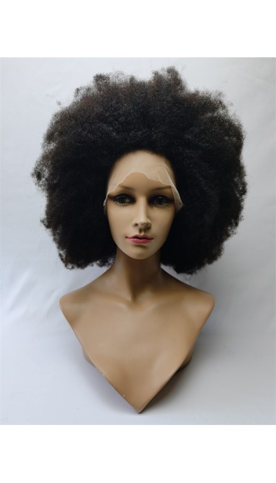 18inch natural color kinky afro Remy human hair full lace wig from shinewig