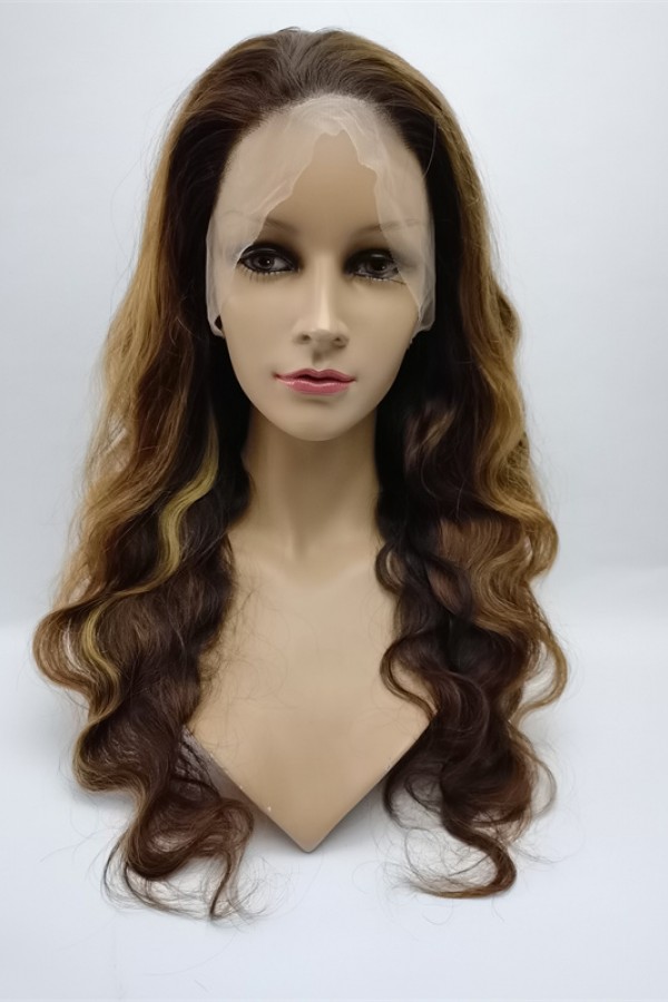 22inch piano balayage OMBRE HIGHLIGHTS color body wave Chinese remy hair full lace wig shinewig