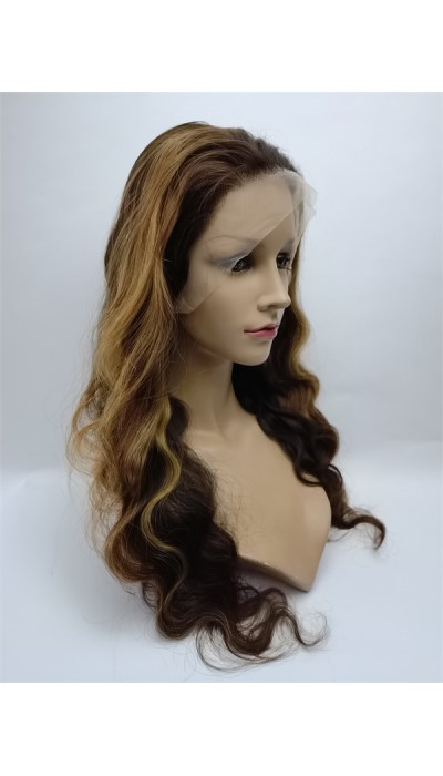 22inch piano balayage OMBRE HIGHLIGHTS color body wave Chinese remy hair full lace wig shinewig