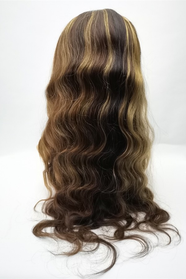 22inch piano balayage OMBRE HIGHLIGHTS color body wave Chinese remy hair full lace wig shinewig