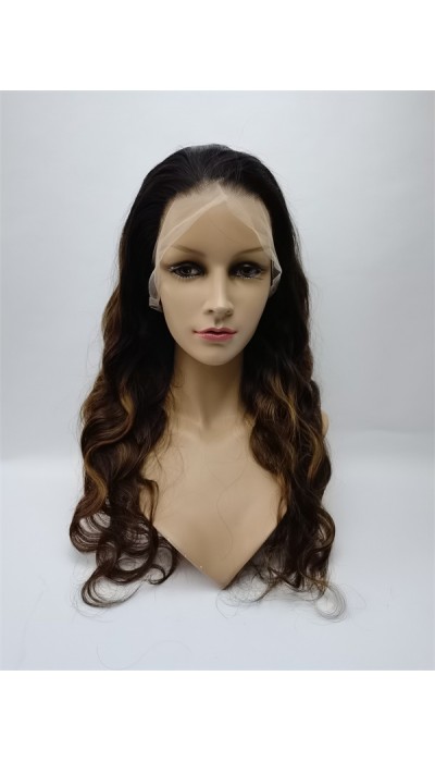 22inch piano balayage OMBRE HIGHLIGHTS color body wave Chinese remy hair full lace wig shinewig